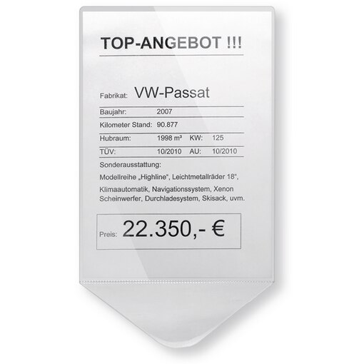 Preishalter DIN A4 mit Saugknopf und Haken